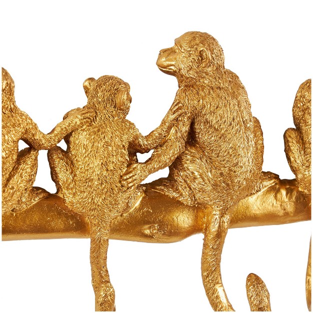 Polystone Monkey Textured 8 Hanger Wall Hook Gold Olivia amp May