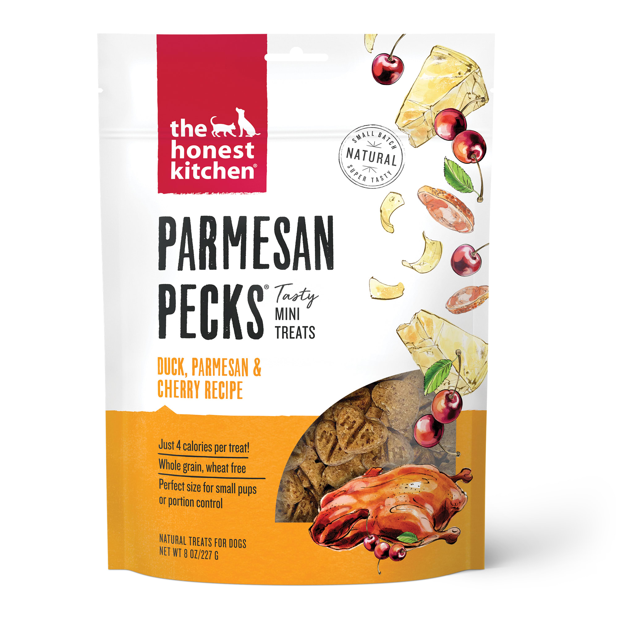 The Honest Kitchen Parmesan Pecks: Duck， Parmesan  Cherry Recipe Dog Treats， 8 oz.