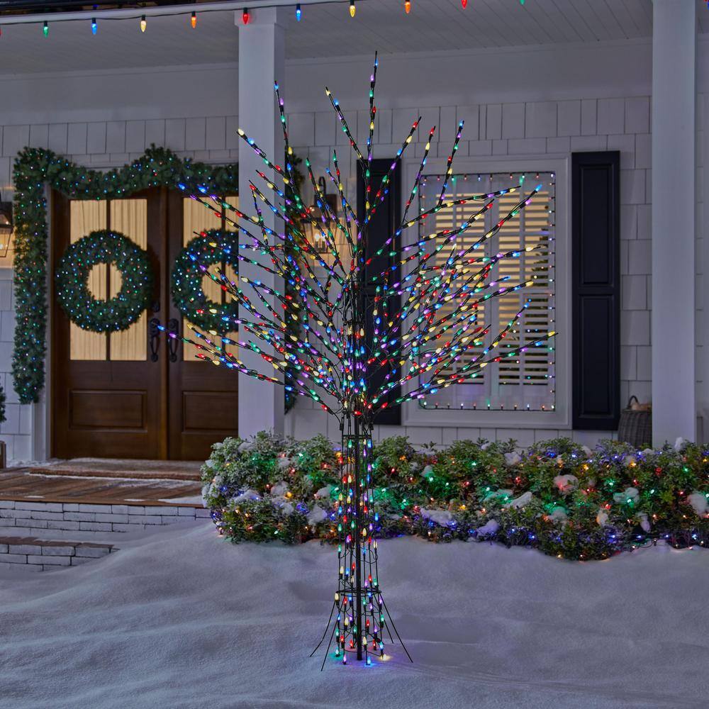 8 ft. Giant-Sized Bare Branch Multi LED Tree Holiday Yard Decoration 4407463BR02UHO1