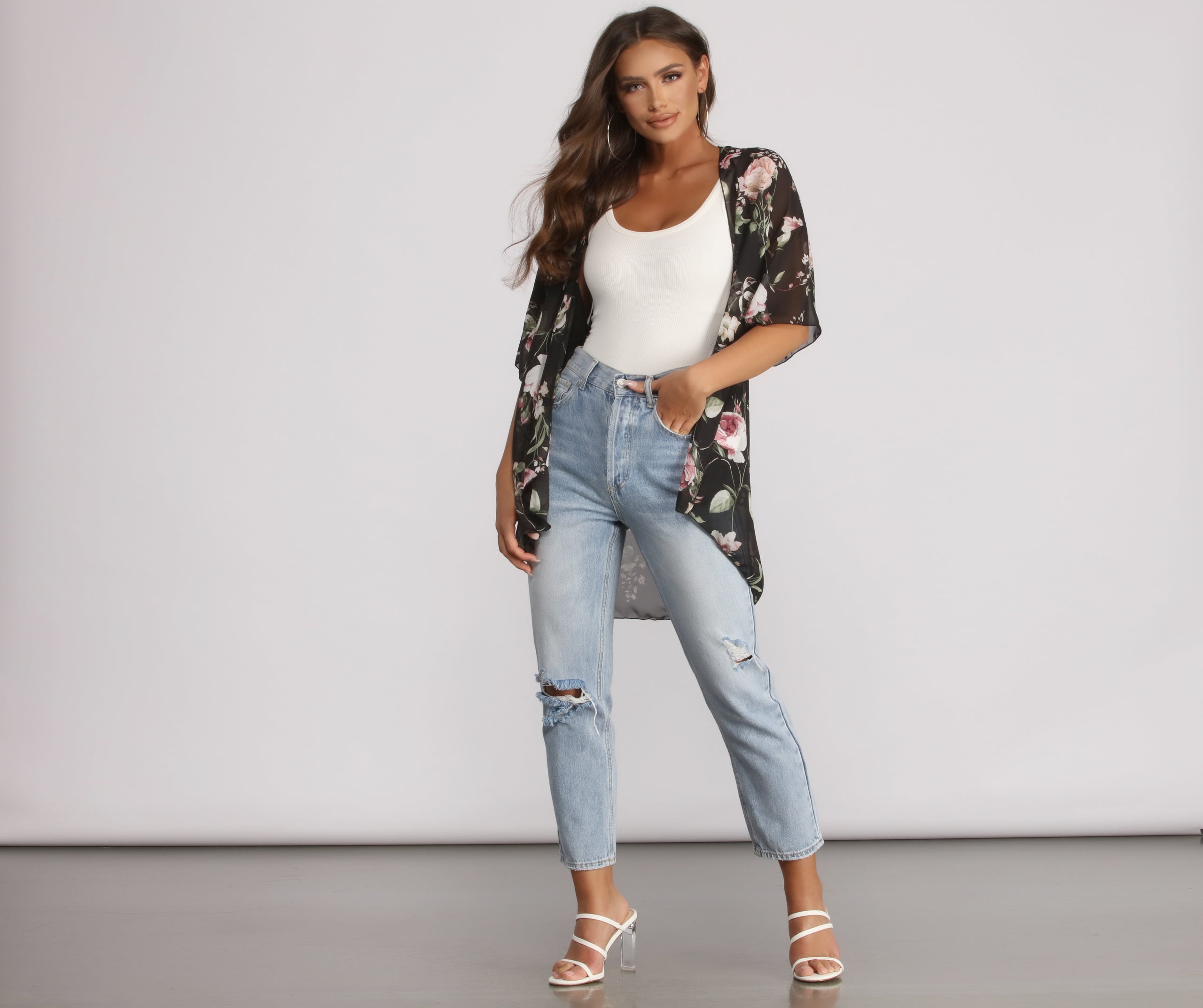 Floral Moment Chiffon Kimono