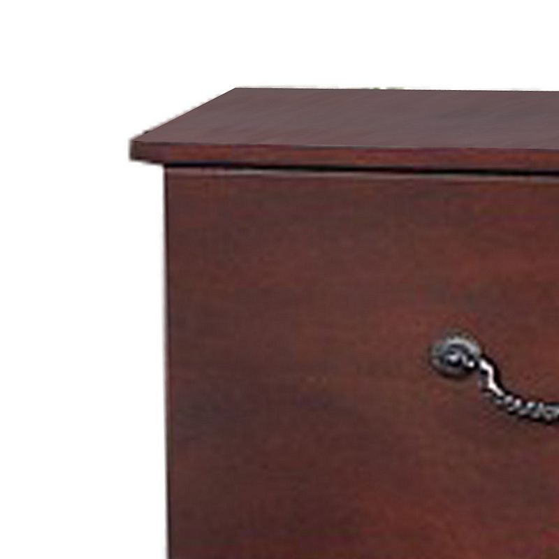 Bran 27 Inch 2 Drawer Nightstand， Pine Wood， Grain Details， Cherry Brown