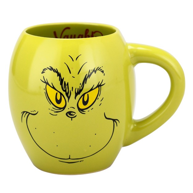 The Grinch Naughty And Nice 18 Oz Oval Sculpted Ceramic Mug