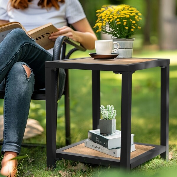 Outdoor Patio 2Tier Small Square Side Table