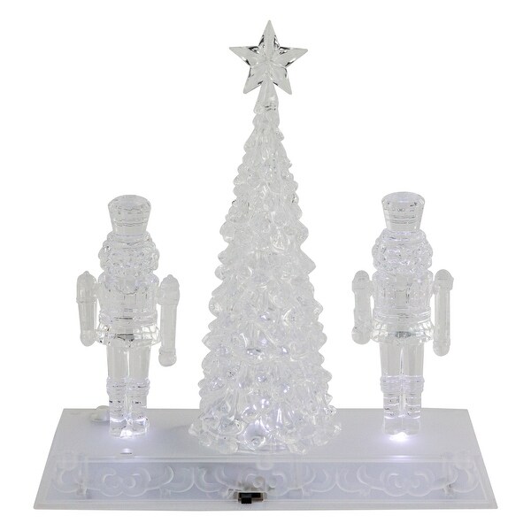 9 LED Lighted Icy Crystal Nutcracker and Christmas Tree Decoration