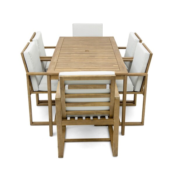 Patio Dining Set Outdoor Dining Table and Chair Set，Light Teak