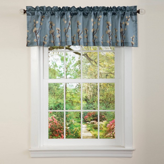 Cocoa Flower Window Valance Blue Lush D cor