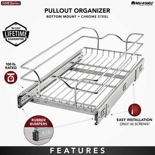 Rev-A-Shelf 12 in. x 22 in. Single Kitchen Cabinet Pull Out Wire Basket 5WB1-1222CR-1