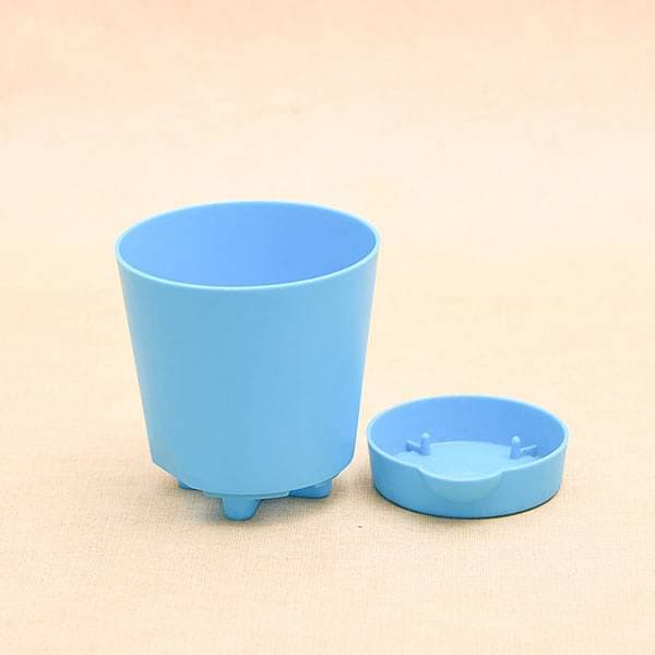 3.9 inch (10 cm) Krish No. 10 Self Watering Round Plastic Planter (Turquoise) (set of 6)