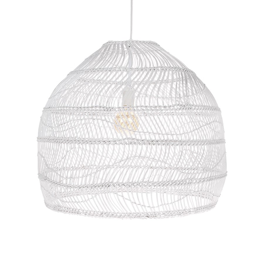 Wicker hanging lamp white - medium