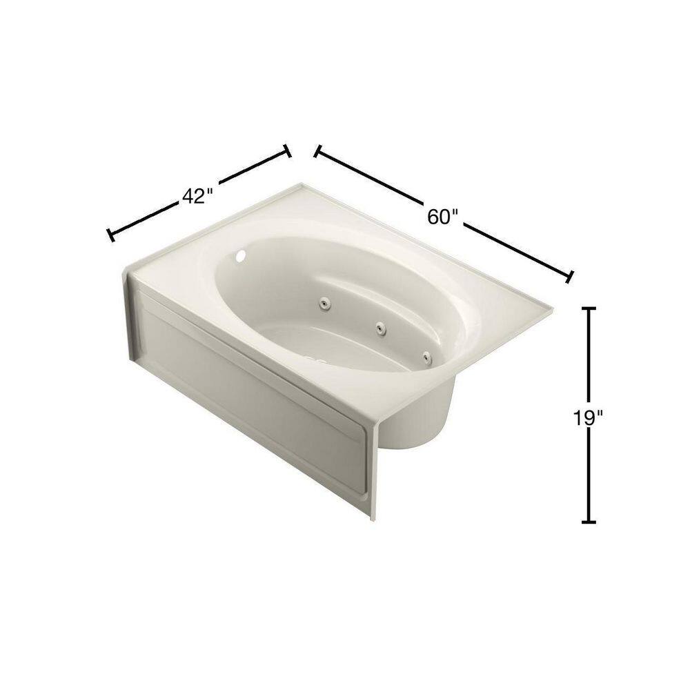 JACUZZI PROJECTA 60 in. x 42 in. Acrylic Left Drain Oval in Rectangle Alcove Whirlpool Bathtub with Heater in Oyster R4S6042WLR1HXY