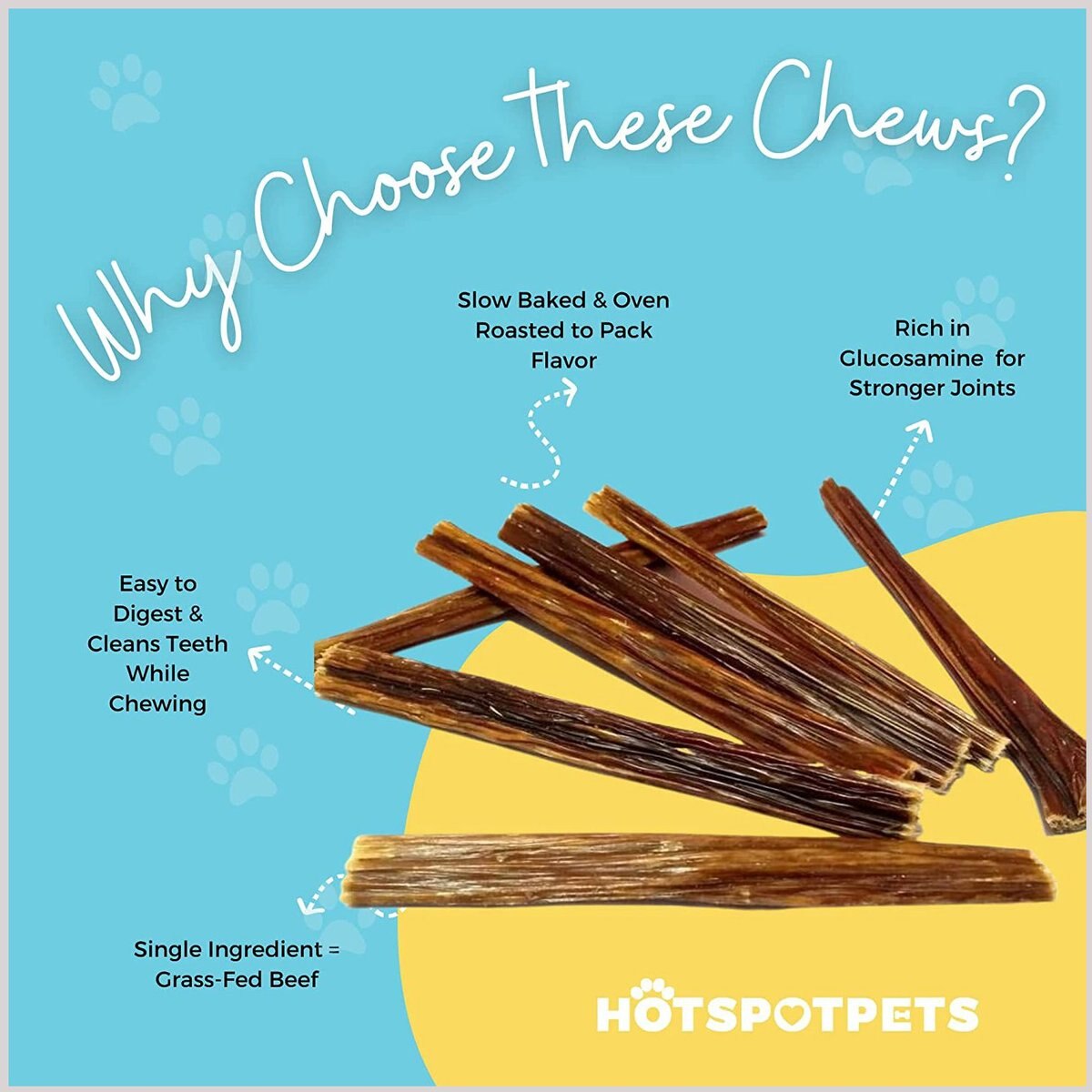 HOTSPOT PETS Beef Gullet Sticks Dog Chew Treats， 12-in