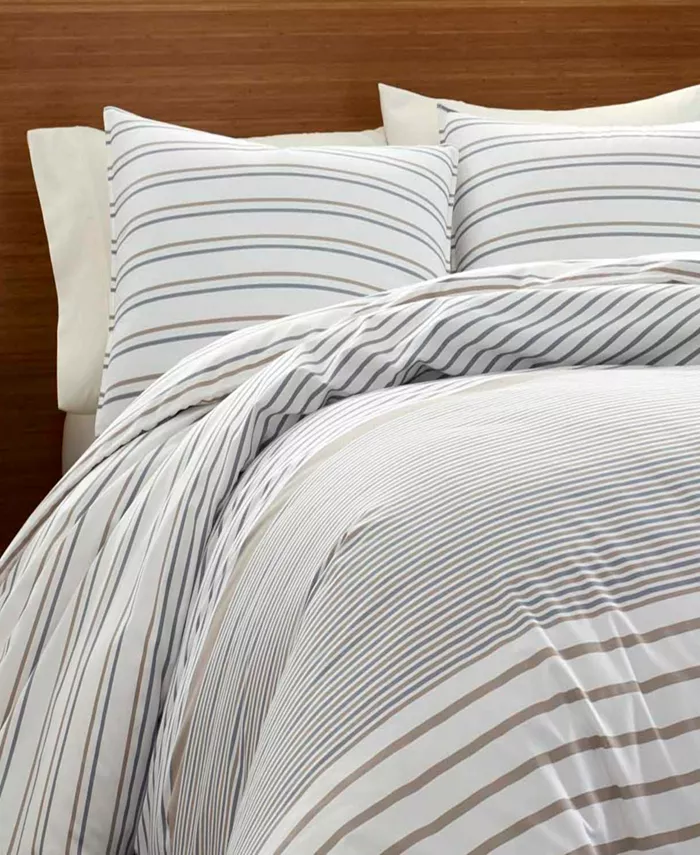 Eddie Bauer Cooper Stripe Beige Duvet Cover Set， Twin