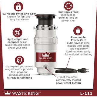 Waste King Legend Series 13 HP Continuous Feed Garbage Disposal L-111