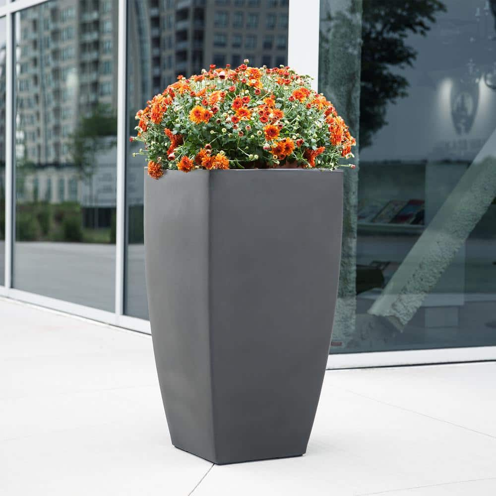 Mayne Kobi 38 in. Tall Graphite Grey Self-Watering Polyethylene Planter 8888-GRG