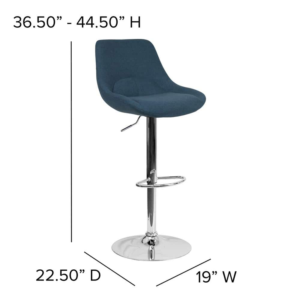 Carnegy Avenue 44.5 in. Blue Fabric Adjustable Bar Stool CGA-CH-442214-BL-HD