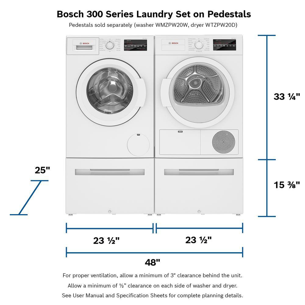 Bosch 300 Series 24 in. 2.2 cu. ft. High-Efficiency Front Load Washer in White ENERGY STAR WGA12400UC