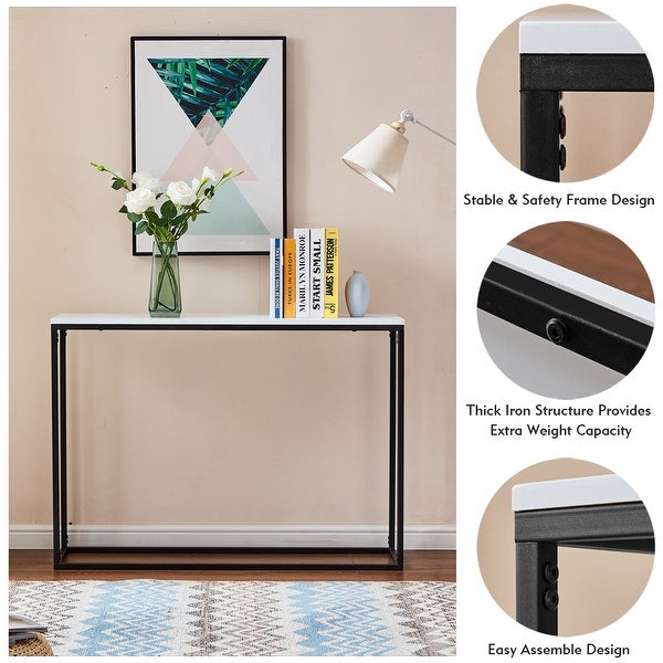 Modern Multifunctional Faux Marble Tabletop Console Table for Entryway