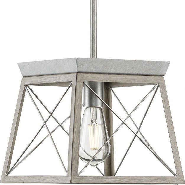 Progress Lighting Briarwood 1 light Mini pendant Steel Galvanized Faux painted Wood Enclosure Canopy Included