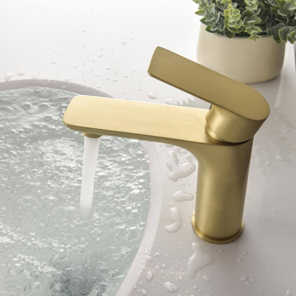 UKISHIRO Single Handle Single Hole Bathroom Faucet with Spot Resistant in Brushed Gold SMD00JN22032204