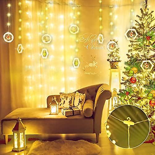 Christmas Window Lights Indoor Decoration - 120 LED 10FT Twinkle Curtain String Lights（large）