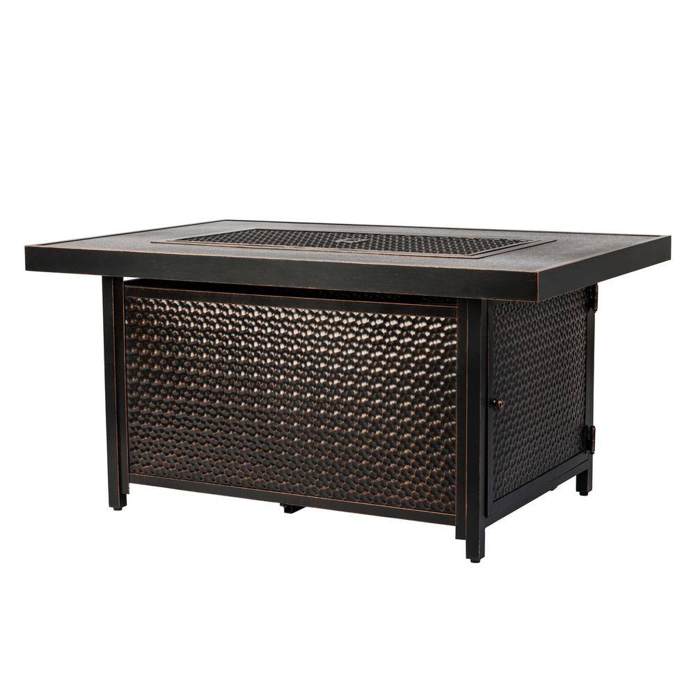 Fire Sense Weyland 48 in. x 24 in. Rectangle Aluminum LPG Fire Pit Table in Antique Bronze 62750