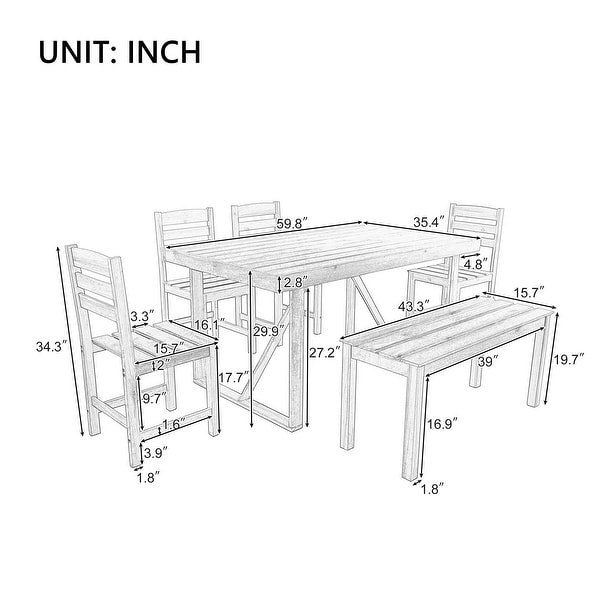 6piece Outdoor Garden Dining Table Set，Suitable For Terraces and Courtyards