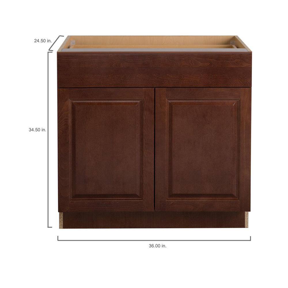 Hampton Bay Benton Assembled 36x34.5x24 in. Base Cabinet with Soft Close Full Extension Drawer in Amber BT3635B-RC