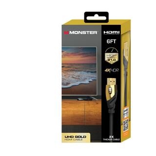 Monster HDMI 2.0 Cable 6 ft. Gold UHD 4K HDR 21 GBPS MHV1-1023-BLK