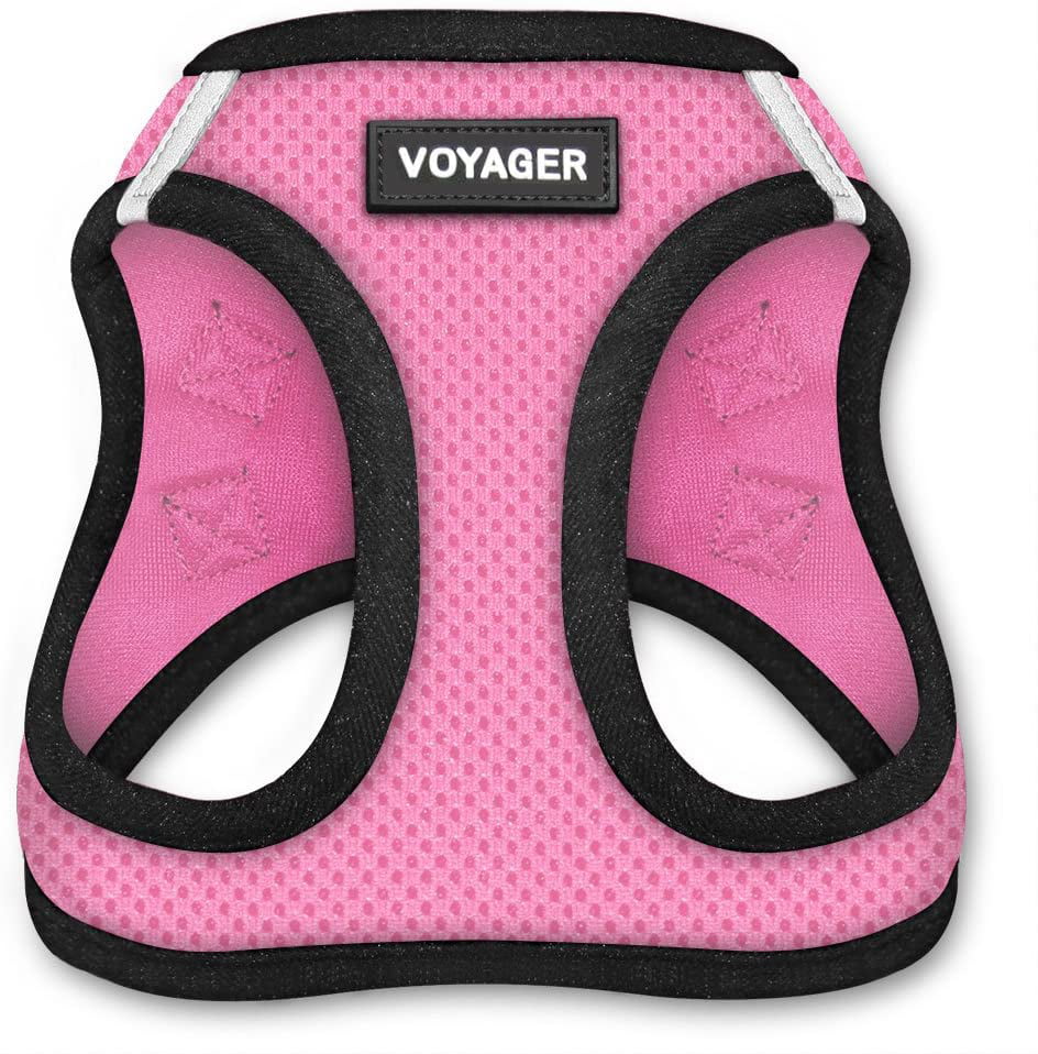 Voyager Step-in Air Dog Harness - All Weather Mesh， Step in Vest Harness for Small and Medium Dogs - Pink Base， XXXS (Chest: 9.5-10.5