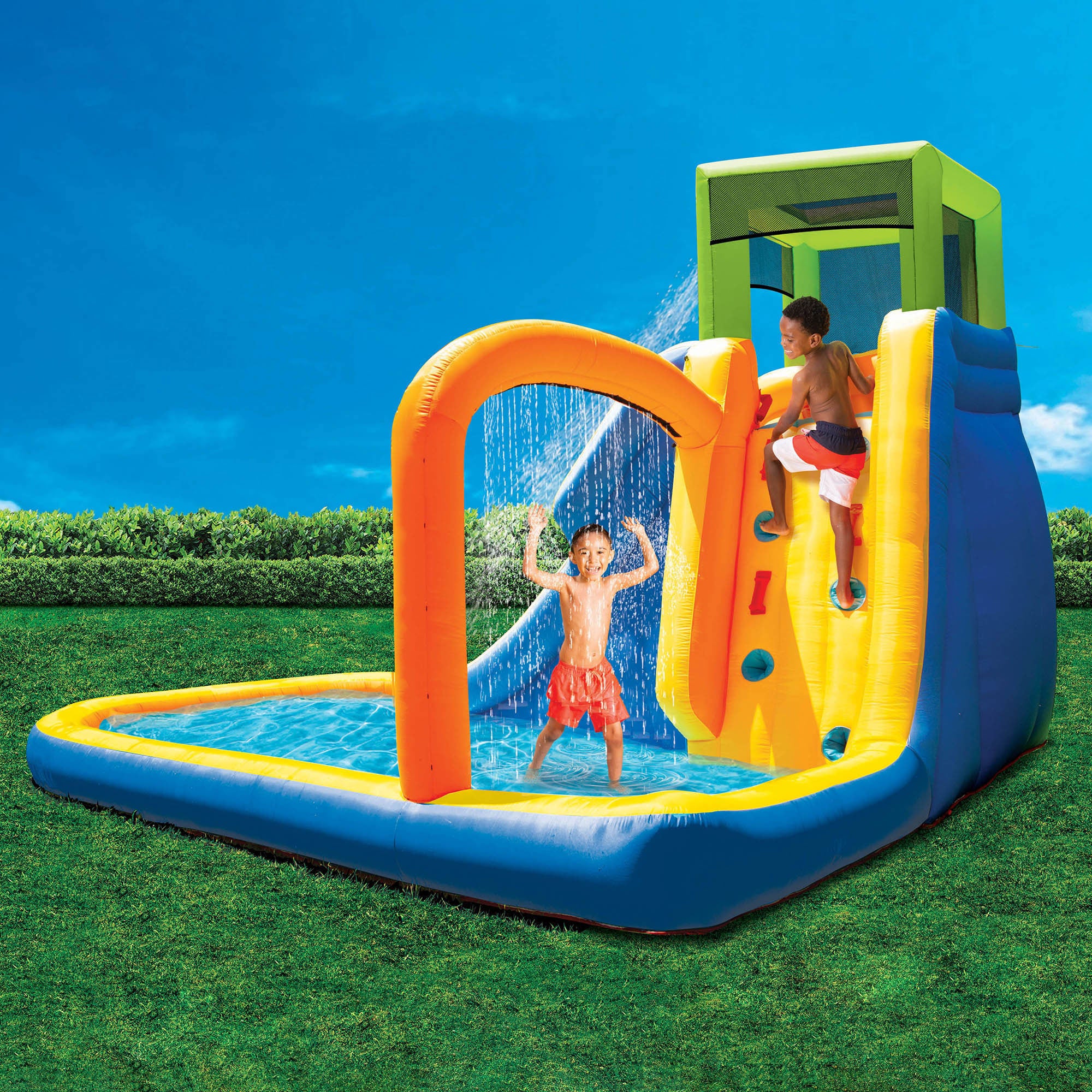 Banzai Backyard Splash Falls Water Park Inflatable Bouncer w/ Blower