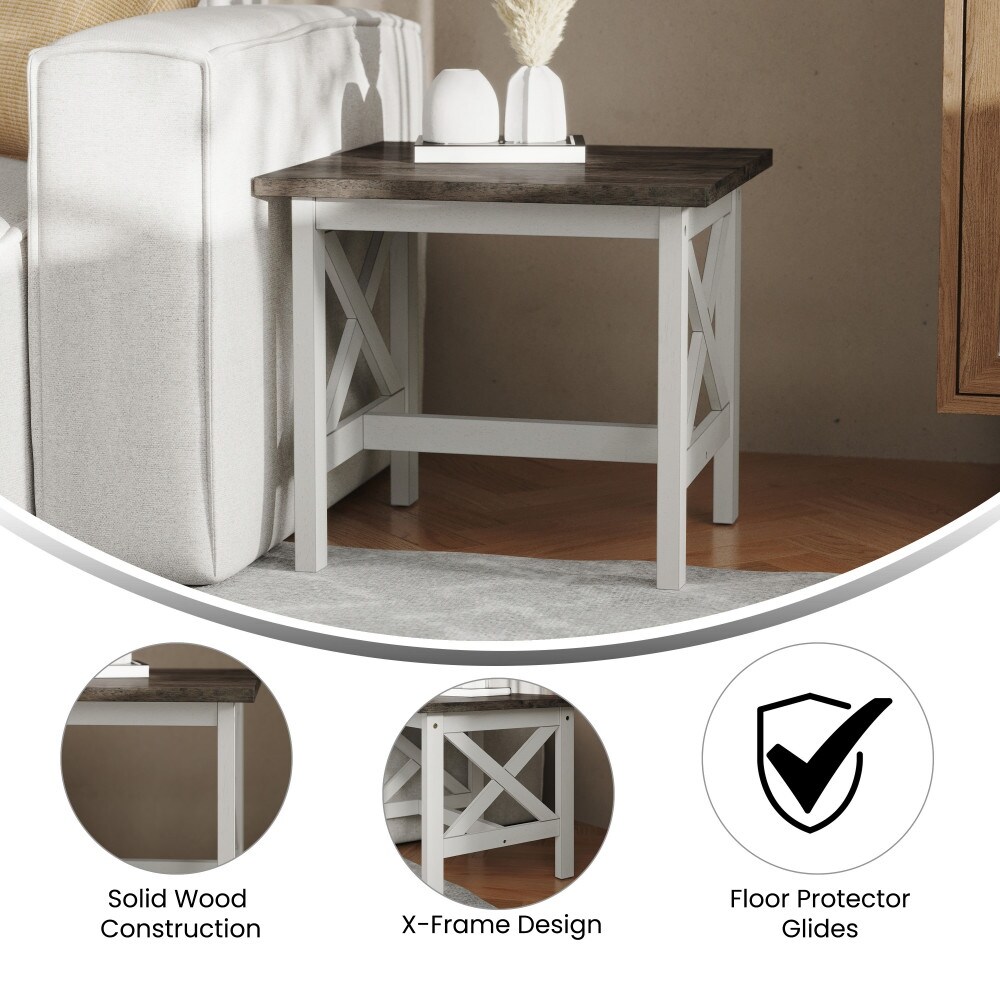 Classic Solid Wood Farmhouse End Table