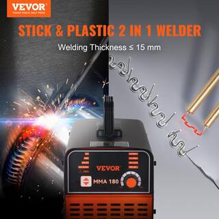 VEVOR 180Amp 110220V Stick Welder Plastic ARC Welding Machine 16.1 x 10.4 x 13.2 in. w Hot Start Anti-Stick for Car Repair BSHYTJBHY180ARDYMV5