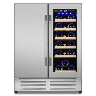 Velivi 24 in.Dual Zone 20-Wine Bottles and 88-Can Built-In and Freestanding with French Door Beverage Cooler in Stainless Steel KMYL120-2HD