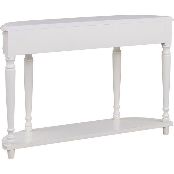 Circular Curved Design Console Table with Shelf and Legs Two Top Drawers