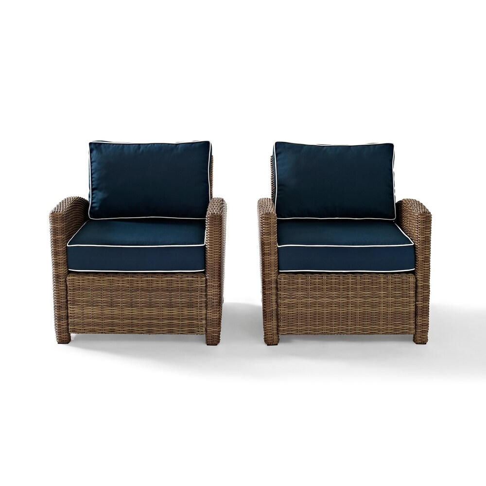 Bradenton Outdoor Arm Chairs with Navy Cushions (set of 2)