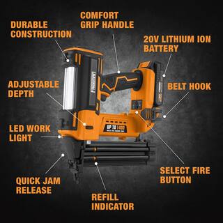 Freeman 20-Volt Cordless 18-Gauge Brad Nailer Kit with Fasteners (500-Count) - 1400 Shots per Charge PE20VBR50