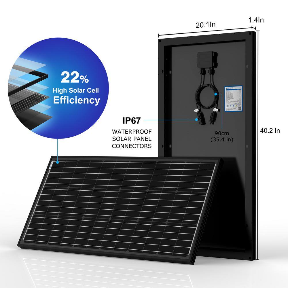 ACOPower 400-Watt Black Monocrystalline OffGrid Solar Power Kit 4 x 100-Watt Solar Panel with 2 200Ah Gel Deep Cycle Batteries 400AH3KW-400WMB