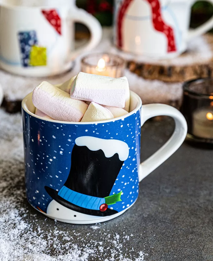 Over and Back Snowman and Santa Stackable Mugs Set of 4