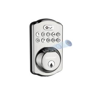 Defiant Single Cylinder Castle Electronic Deadbolt Satin Nickel with Biometric Fingerprint and Keypad KS02A-SN