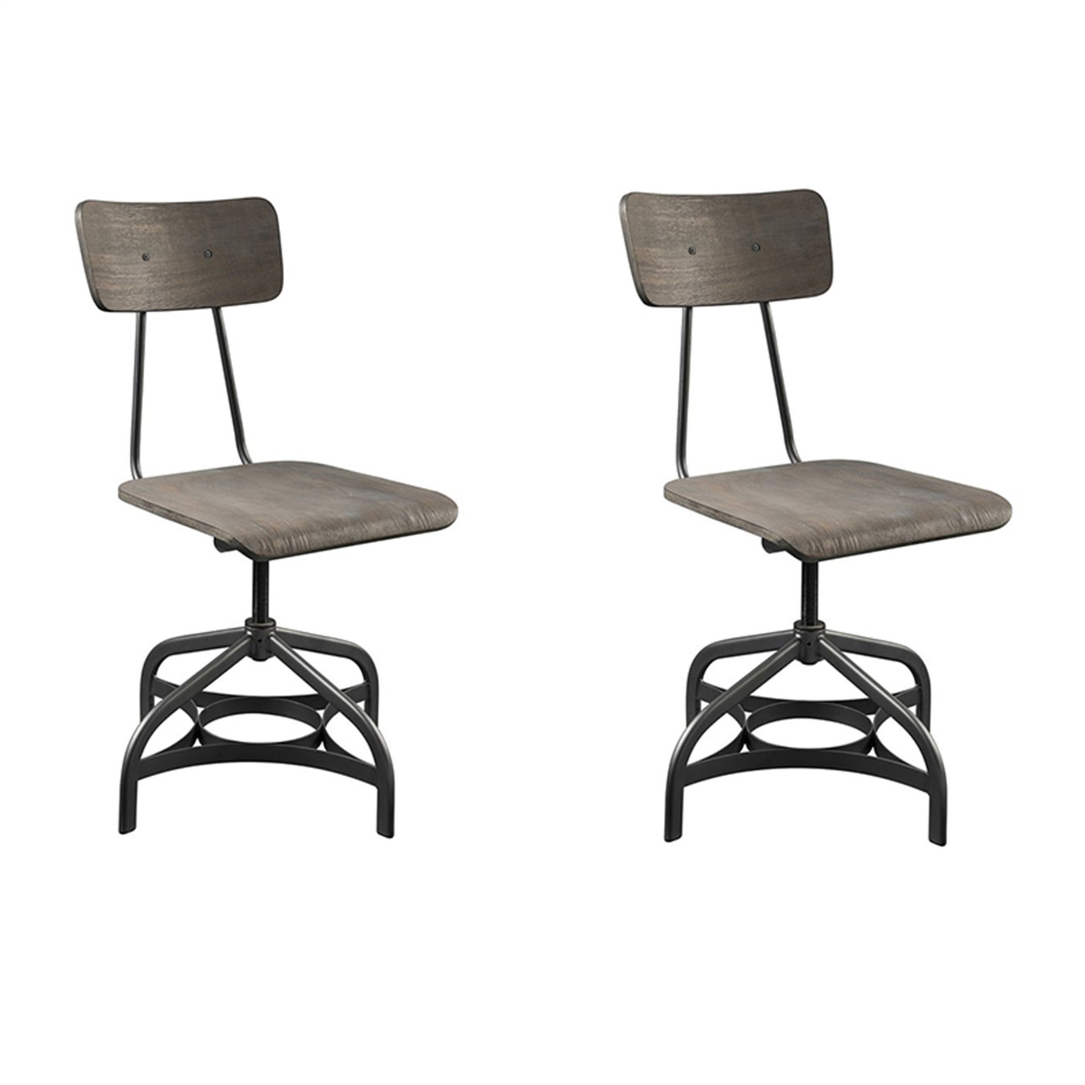 2 Pcs Side Chair with Swivel for Kitchen and Dining Gray Oak and Sandy