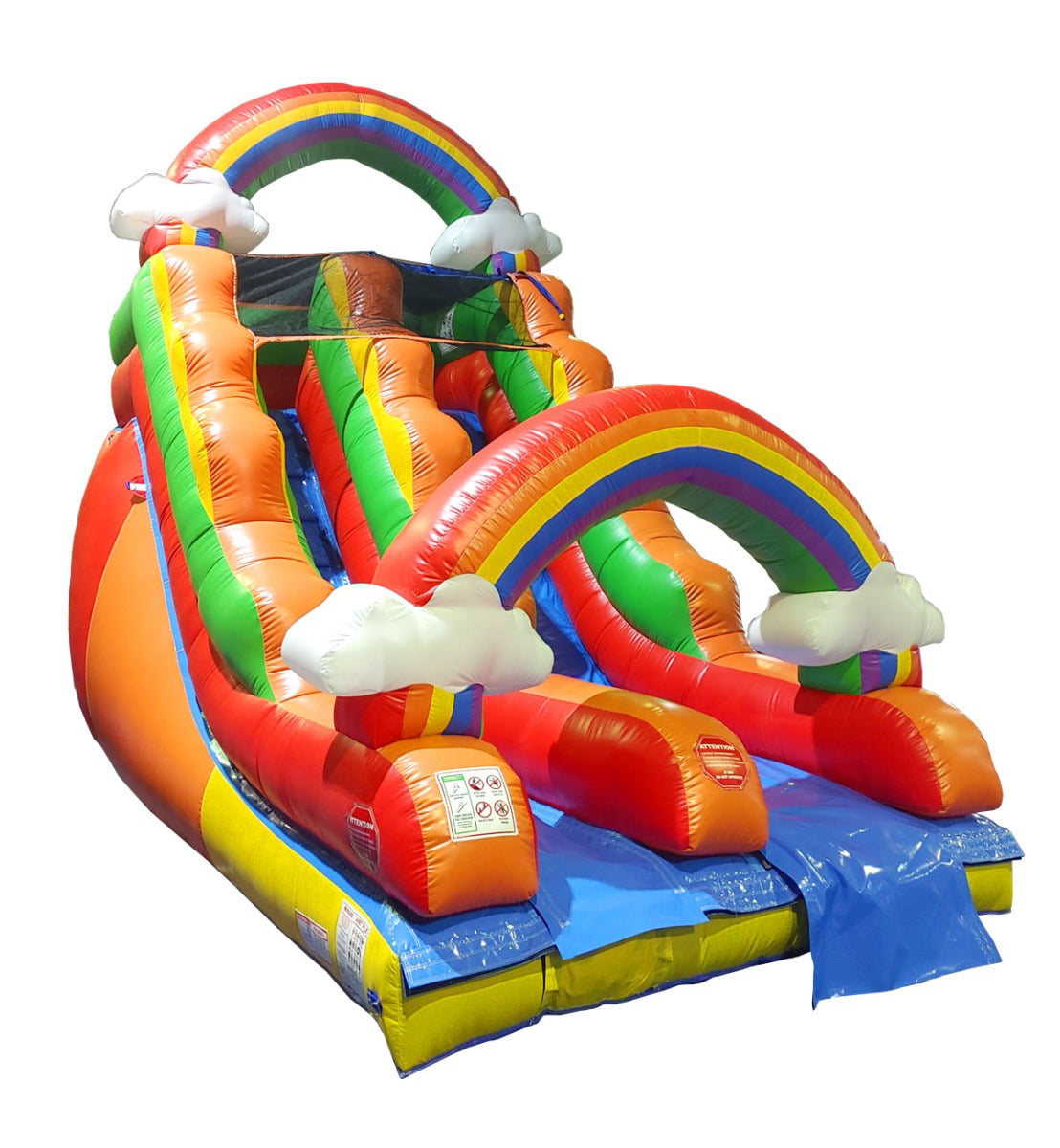 Pogo Bounce House Crossover Kids Inflatable Water Slide, Rainbow Cloud with Blower, 15 ft