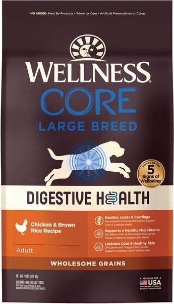 Wellness CORE Digestive Health Chicken and Brown Rice Dry Dog Food， 24-lb bag