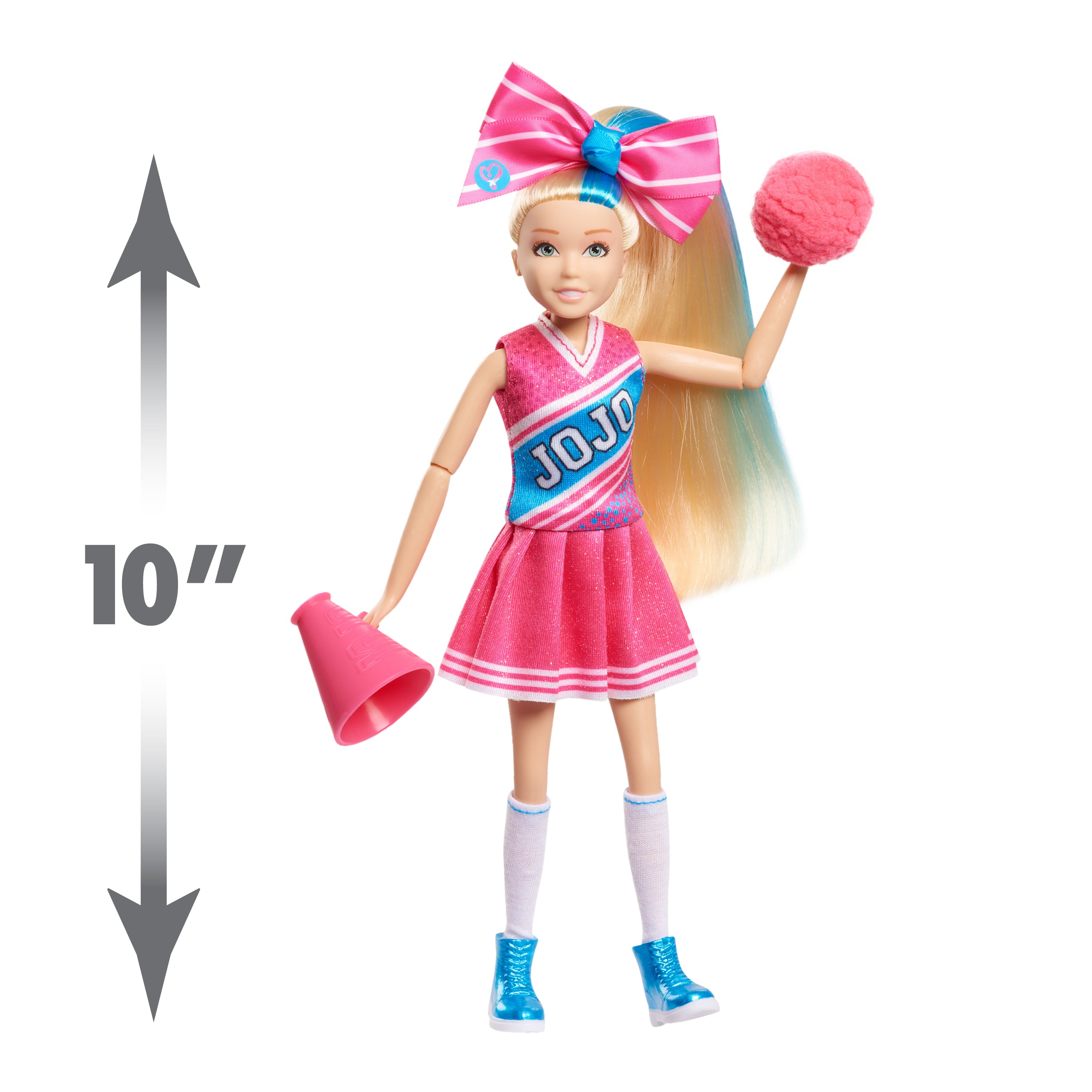 JoJo Siwa 10 Inch Singing Doll, Sings High Top Shoes, Pink Cheerleading Outfit and Accessories,  Kids Toys for Ages 6 Up, Gifts and Presents