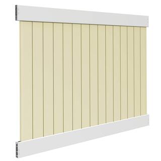 Veranda Roosevelt 6 ft. H x 8 ft. W Two-Toned White and Sand Vinyl Privacy Fence Panel Kit 73024519