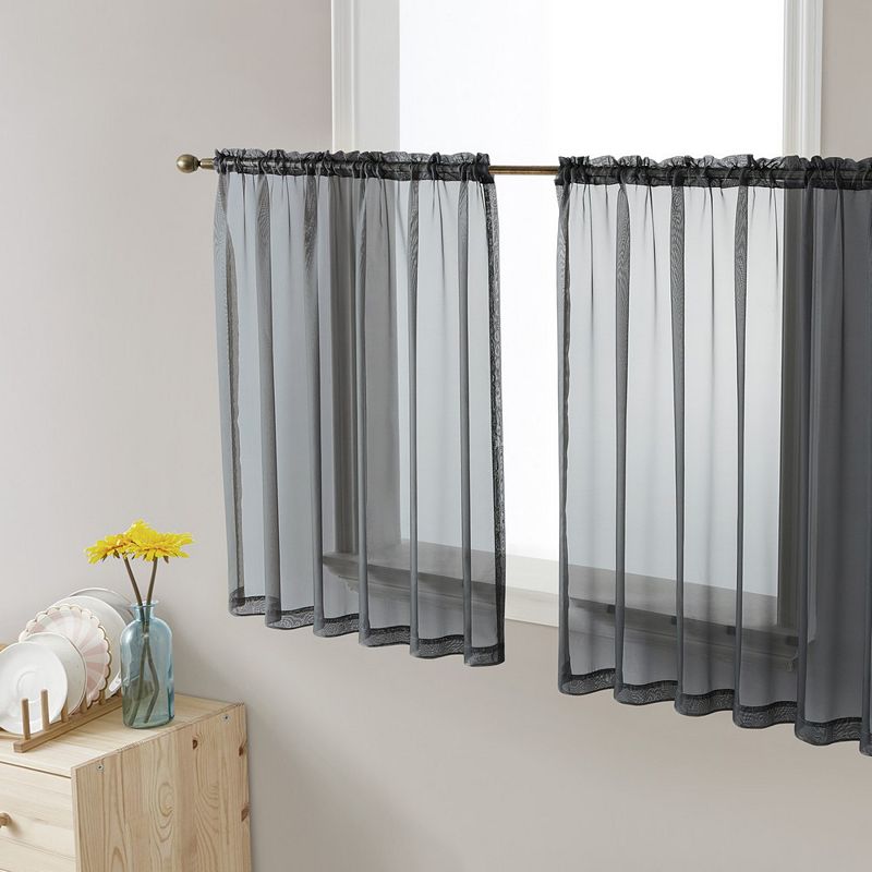 THD Sheer Voile Window Curtain Panels Cafe Tier Valance， Set of 2 tiers/valances