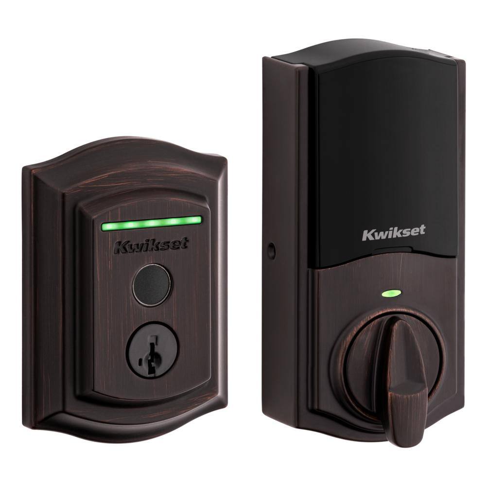 Kwikset Halo Touch Venetian Bronze Traditional Fingerprint WiFi Electronic Smart Lock Deadbolt Featuring SmartKey Security 959TRL11PFPRTWI