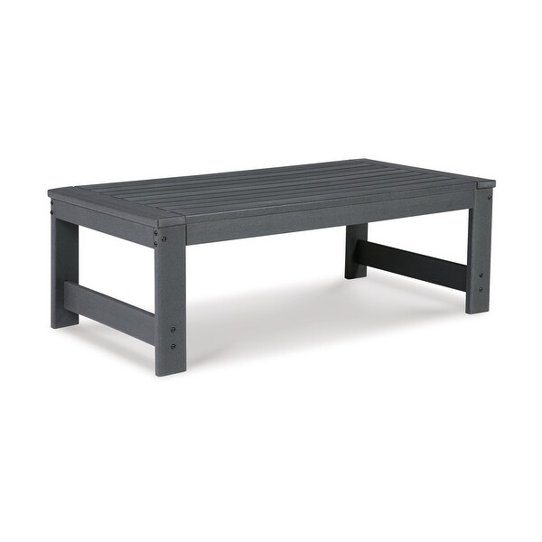 Wigo 48 Inch Outdoor Coffee Table，Slatted Top，Modern Style，Charcoal Gray