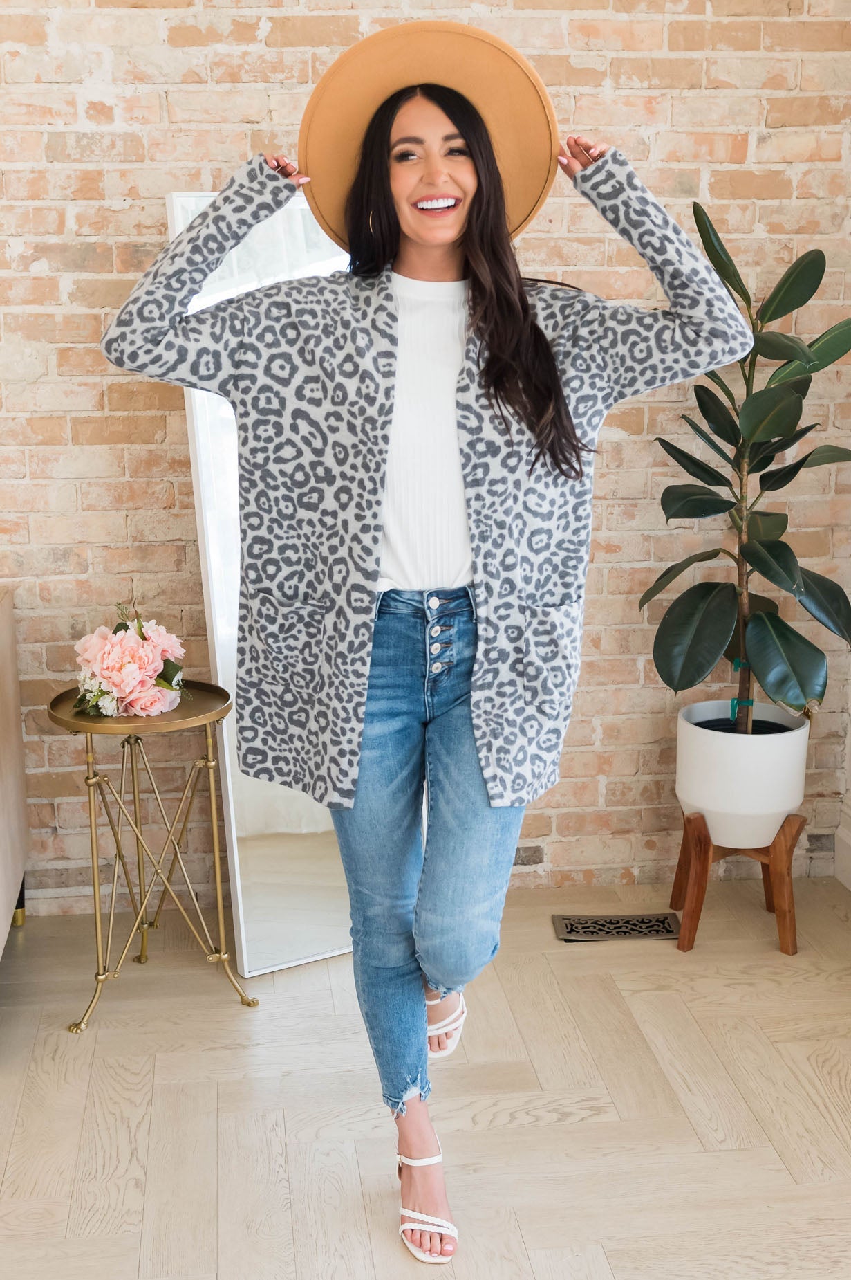 Leopard Galore Front Pocket Modest Cardigan