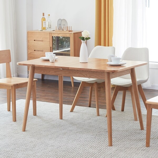 Natural solid oak round corner diagonal leg telescopic table 1.21.6m，for 68 people，NO CHAIRS