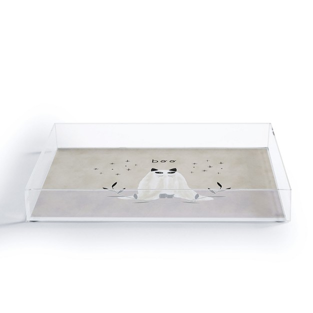 Hello Twiggs Halloween Ghost Cat Acrylic Tray Deny Designs